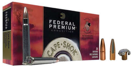 Federal Premium Cape-Shok Rifle Ammunition P370B, 370 Sako Mag, Nosler Partition, 286 GR, 995 fps, 20 Rd/bx